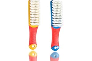 MIUPOO Nail Brush, Plastic Handle Hand Brush, Soft and Hard Hand Wash Brush, Deep Cleaning Brush for Fingernails, Toes, Shoes, Home, Pack of 2