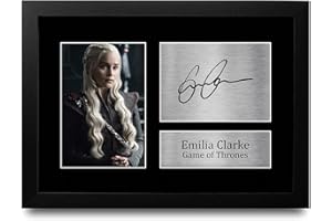 HWC Trading FR A4 Emilia Clarke Game of Thrones Daenerys Targaryen Cadeaux Imprimé Signé Autographe Photo pour les fans d’émissions de télévision - A4 Encadré
