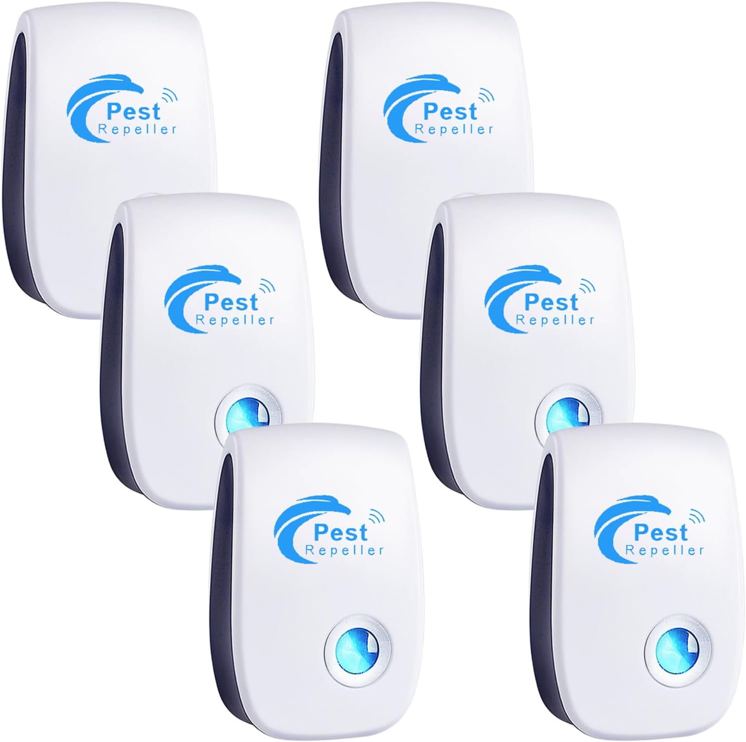 Repelente Ultrasónico de Plagas, 6 Piezas Repelente ultrasónico de Mosquitos y Control electrónico Anti Moscas, Ratones, Cucarachas, Arañas, Roedores,Inodoro y Sin Residuos,Uso Interior