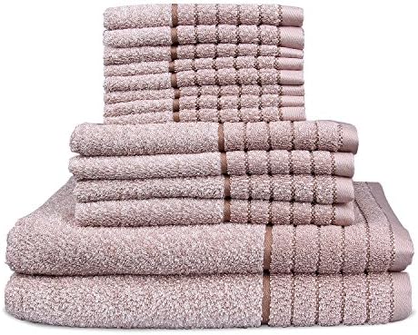 Luxury Bathroom Towel Bale Set 100% Cotton Face Hand Bath Towel 14 Piece(14-Piece, Brown)