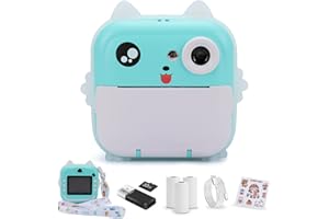 LMYSUFI Fotocamera istantanea per bambini, schermo LCD da 2,4 pollici, videocamera HD 1080P, con carta da stampa, scheda TF 32G, fotocamera istantanea per bambini, regalo per ragazze e ragazzi (A)