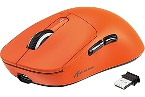 VGN GAMEPOWER ATTACK SHARK X3 SUPERLIGHT Mouse Gaming Wireless, 49g Ultraleggero eSport Mouse da Gioco, PixArt PAW3395, 26000DPI, 2.4G/BT5.0/Cablato Mouse Bluetooth, Durata Batteria 200Hrs, Arancia
