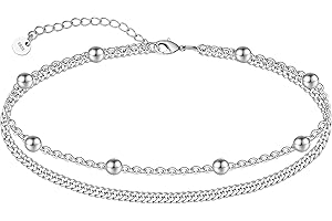 CHIC & ARTSY Damen Fußkettchen Armband 925 Sterling Silber Kette Strand Sandale Barfuß verstellbares Geschenkbox