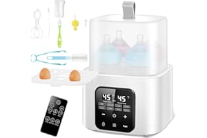 HUMILUFT Baby Bottle Warmer for 4 Bottles, Baby Bottle Sterilizer with Digital LED, Temperature and Remote Control, Fast Warming & Defrost, High Temperature Steam Clean, 48H Keep Warm, Breastmilk or Formula