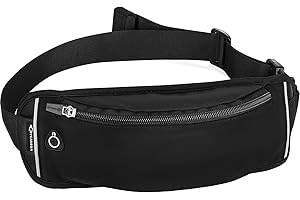 MYCARBON Sports Bum Bag Lightweight Running Belt Elastic Waist Packs Breathable Grid Design with Headphone Hole Waterproof for Dog Walking Cycling Hiking Traveling Fit Smartphone Below 6 inch