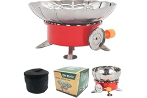 Wenbones Extérieur Mini Brûleur à Gaz, 2800W Portable et Pliable Mini Réchaud Gaz, Réchaud de Camping à Gaz, Coupe-Vent et avec Allumage Piézo-électrique, pour Randonnée, Escalade, Picnique