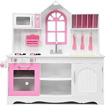 DREAMADE Kinderküche Holz, Kinder Küche Mit Wasch Produktbild-Vorschau 3