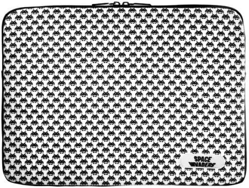 Space Invaders 13-Ich Mac Book pro Vinyl Sleeve with Zip, Black & White
