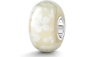 MATERIA by Matthias Wagner Blüten Glas Bead weiß creme mit Luftblasen für Beads Armband 1588