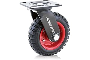 POWERTEC 17051V Heavy Duty Industrial Caster, 8-Inch, 1 PK, Swivel, 1pk, 8 inch