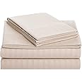 ROUGE Cotton Satin Platinum Superior Elegant Solid Striped Double Bedsheet with 2 Pillow Covers-for Home/Hotels/Bedroom/Living Room/Guest House/Size-90X100 Inches,| H603 | 400 TC