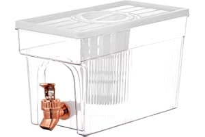 Dechoga Drinks Dispenser, 3L Fruit Infusing Water Dispenser Container, Refrigerator Cold Kettle with Tap, Iced Beverage Dispensers for Milk Ice Water Cocktail Juice(White)