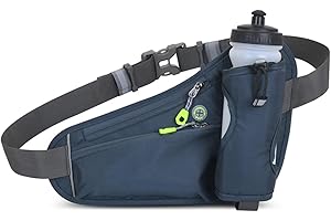 ROSSRORE Outdoor Unisex Waist Bag, Multi-Functional Fitness Running Water Bottle Waist Pack, Waterproof Chest Crossbody Bag, Hip Bag with Water Bottle Holder Gray