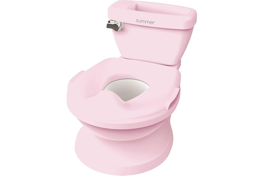 Ingenuity My Size Potty Pro, Infant Potty Training Toilet, Lifelike Flushing Sound, Splash Guard, Easy to Clean with Removable Bowl, Wipe Storage, 18 Months + (Pink)