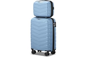Karl home Luggage Set 2 Piece, PP Hard Shell Suitcase with Spinner Wheels & TSA Lock, Lightweight Carry on Suitcase Set 20in Carry-on with 12 Mini Case, Blue