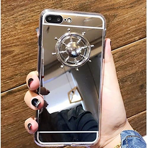 Mirror Protective Phone Case Back Cases Hard Thin Cover with Hand Fidget Spinner (For iPhone 7, Silver)