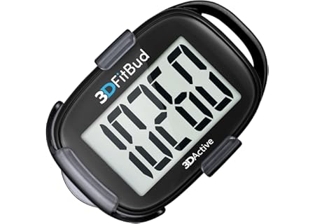 3DActive 3DFitBud Enkel stegräknare Gång 3D-stegräknare med klämma Snodd Noggrann stegspårning Stor - Amazon Deal & Rabatt