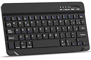 MMK Teclado inalámbrico Bluetooth, Teclas Silenciosas, Mini Teclado Inalámbrico, para iOS Compatible con el Nuevo iPad 10.2/10.9 Pulgadas, iPad Air/Pro/Mini, iPhone y más, QWERTY(Negro)