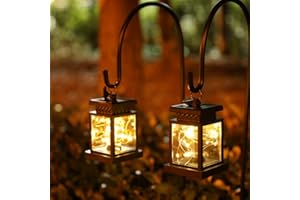 JHY DESIGN Un Set di 2 Lanterne Solare Luci da Tavolo Solari Impermeabili Per Esterni Caldo Lampadario a LED da Favola Giardino Interno Decorazione Paesaggistica Cortile Prato (Con Clip)