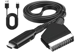 Fascetta Scart to Hdmi Converter with Usb Power Cable 720p/1080p Plug and Play Video Audio Converters Scart Lead to Hdmi Adapter Cable for DVD Player to TV HDTV Monitor Projector STB VHS Xbox PS2 PS3