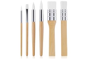 cobee Ensemble de pinceaux en Bois, 6 pièces pinceaux pour Peinture Acrylique Kit de pinceaux de Peinture pinceaux d'artiste pour Huile Aquarelle Toile Planches Rock Corps Visage Nail Art