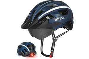 ‎VICTGOAL VICTGOAL Fahrradhelm Mountainbike Helm mit magnetischem Visier Abnehmbarer Sonnenschutzkappe und LED Rücklicht Radhelm Rennradhelm für Erwachsenen Herren Damen