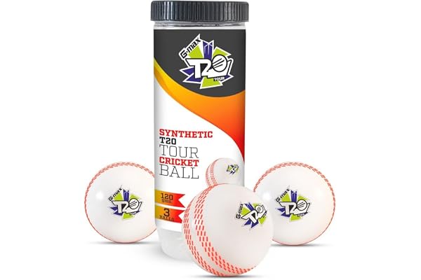 G-Max Synthetic T20 Tour Cricket Ball (120 g) Pack of 3 White Swing Practice Ball for Indoor & Outdoor Play Batting & Training Use