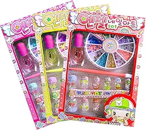 GLAZU Nail Art kit for Girls (Multi Color) /Different Colored Attractive Cute Nail Art Kit for Girls - Set of 3