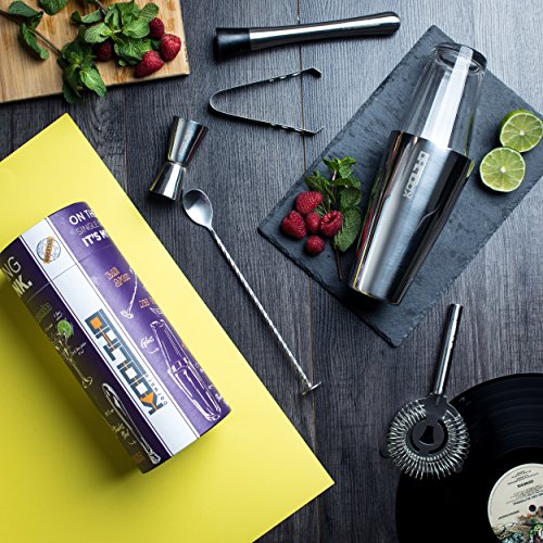 Set Cocktail Barman Professionale - Shaker Boston In Acciaio, Strainer, Jigger, Cucchiaio, Stand - Foto 9