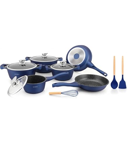 Set Pentole Ceramica 10 Pezzi Effetto Marmo Rosa - Antiaderente, Per Induzione - Foto 5