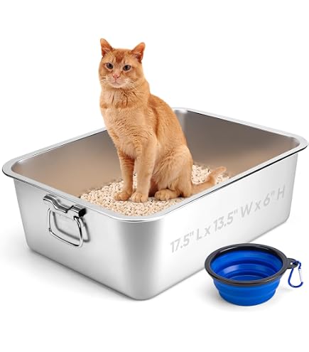 Bac à Litière Semi-fermé Pour Chat - Anti-éclaboussures, Facile à Nettoyer, Avec Pelle - 40x30x19 Cm En Acier Inoxydable Et PP