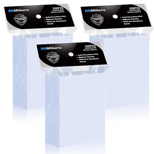 Mlikero 300 Pcs Clear Card Sleeves, Standard Size Trading Card Sleeves Cards Protector Fit for MTG, Football, Sports, Game Cards, 66 x 91 mm
