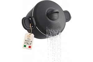 Akitaink Pentola 22cm 5L con Scolapasta Integrato Scoli’ - Pentola Antiaderente in Alluminio con Maniglie Bloccanti, Sicura, Pratica e Facile da Pulire, Scolì Made in Italy