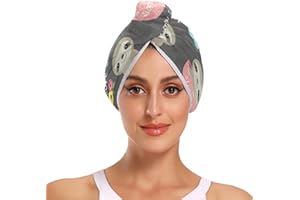 MNSRUU Niedliches Baby-Faultier-Haartuch aus Mikrofaser für Frauen, 2 Stück, schnell trocknend, Haarturban zum Trocknen der Haare