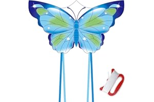 Cerf Volant Papillon Enfant Adulte, Cerf Volant Enfant Fille Garcon, Cerf-Volant Papillon Grande Taille, avec Cervolants Accessoires Poignées Lignes, pour Jeux Jouets Cadeau d'anniversaire