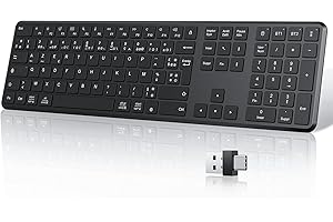 TECURS Clavier sans Fil Bluetooth Clavier Rechargeable AZERTY 2.4G Wireless Keyboard avec 3 Canaux Bluetooth, Ultra-Mince, pour Apple MacOS, Ordinateur, iOS, Android, PC,