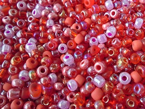 50g (approx. 1800 beads) Size 8/0 Seed Beads and Seed Bead Mixes - 1st4Beads (TM) - (Red Mix)