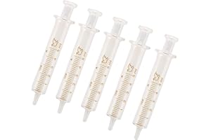 SKYPRO 5 sztuk szklanych strzykawek wielokrotnego użytku, 5 ml szklana strzykawka standardowa średnica wtryskiwacz kalibru próbnik laboratoryjny