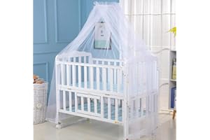 DEBAIJIA Bebé Infantil Mosquitera Poliéster Cama Cuna Canopy Recién Nacido Niño Multifuncional Lifting Bracket Mosquito Codificado Hilo Red Cúpula Cómodo Respirable Durable para Interiores Aire Libre