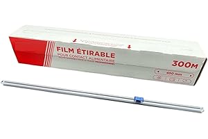 JORISELECTION Film alimentaire étirable PRO avec ZIP CUT - 30 cm x 300 metres - conditionnement aliments, protection fraicheur, cuisson micro-ondes et congélateur