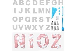 BAYINBROOK Gabarit Letter Cake A-Z Moule Patisserie 35 Pièces Gâteau Fruits, Mariage, Anniversaire 12 Pouces