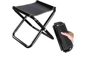 Kiuiom Campinghocker,Mini Klappstuhl,Klapphocker,Mini Camping Hocker,Klein Faltbar Hocker mit Tasche,Stabiler,Tragfähigkeit bis 220 Pfund,für Angeln Picknick Trekking Jagd Wandern,Schwarz