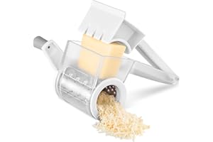 GDL Grattugia Formaggio, Grattuggia Manuale con Rullo in Acciaio, Gratta Formaggio a Manovella Lavabile in Lavastoviglie, Grattugia Parmigiano Rotativa per Formaggi, Noci, Cioccolatini, Grigio