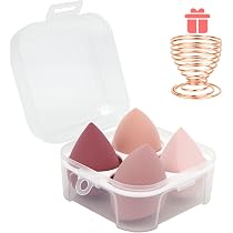 4-teiliges Make-up-Schwämme-Set – Mit Eierbox & Halter, Latexfrei, Für Foundation, Puder & Concealer