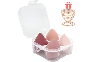 LEESHINE 5-Pcs-Make-up-Schwämme Set-P14 Schönheitsschwämme, die Blender mit 1-Halter und Eierkoffer mischen, einwandfrei für Creme, Pulver und Flüssigkeit (rosa)