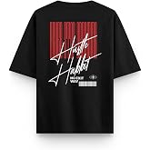 Overoz Siyah Oversize Tshirt Never Stop Sırt Baskılı Oversize Yazılı Unisex Tiş&ouml;rt 1292