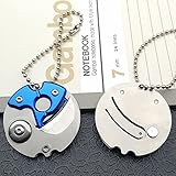 KUNSE Multifunktionale Münzform Faltung EDC Portable Mini Knife Outdooors Pocket Survival-Tools mit Schlüssel-Blue