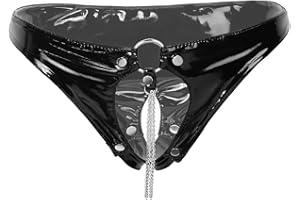 SIZOER Women's High Gloss PVC Patent Leather Sexy Zipper Open Crotch File Fun Erotic Shorts Convenient for Valentines Sexy and Seductive Enhance The Fun for Women Available in Plus Size