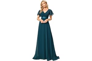 Ever-Pretty Vestiti da Cerimonia da Donna Alta Elasticità Scollo a V Linea ad A con Spacco Stile Impero 09890