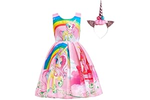 Lito Angels Vestito Unicorno per Bambina Taglia 2-10 Anni, Viola Blu Rosa